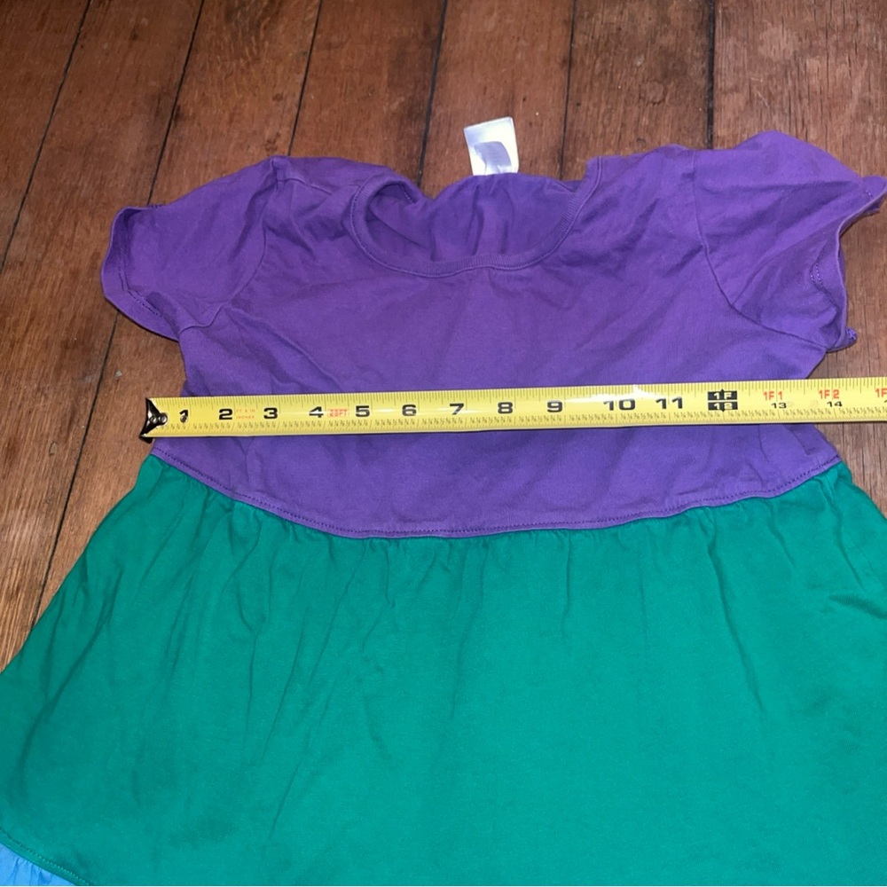 Hanna Andersson Girl’s Sz 12 Color Block Cotton Dress - Purple Green Blue Pink - Picture 2 of 9